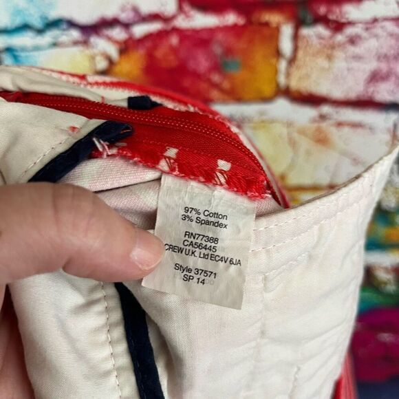 J. Crew Stretch Chino Style Shorts Style 37571 Size 8 Coral/White Stripes - Picture 4 of 6